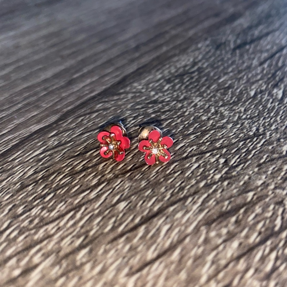 Pink flower earrings